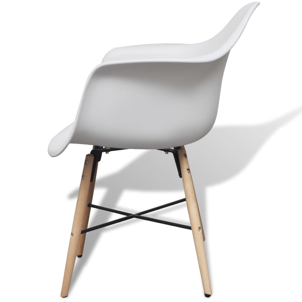 vidaXL Jedálenské stoličky 2 ks, biele, plast a bukové drevo