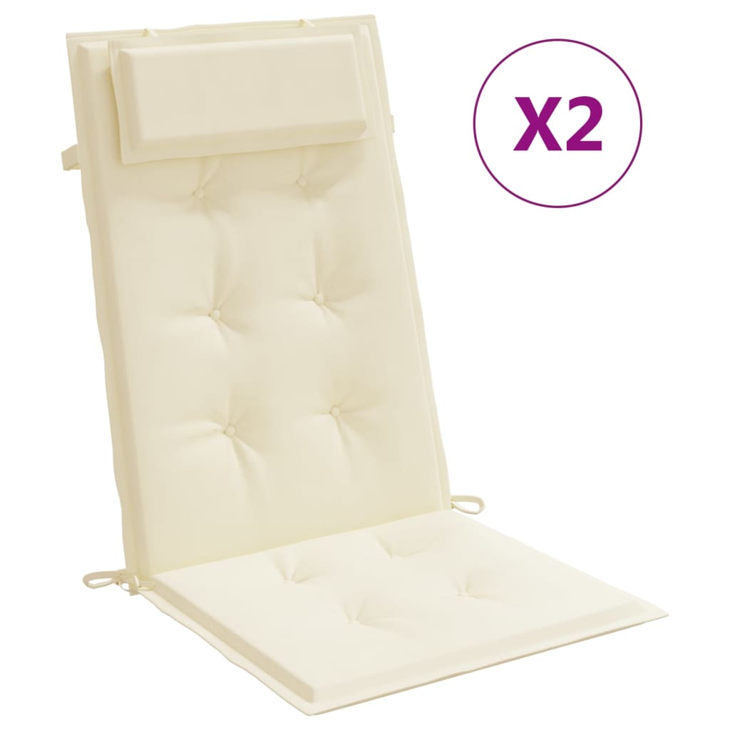 vidaXL Podušky na stoličky s vysokým operadlom 2 ks krémové látka