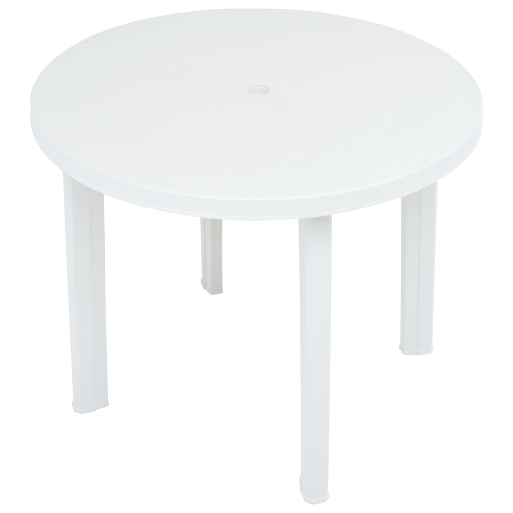 vidaXL Záhradný stôl biely 89 cm plastový