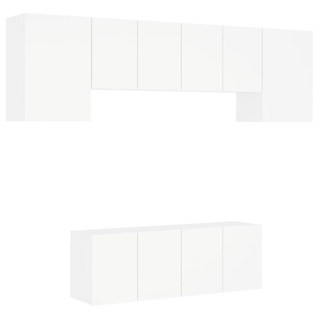 vidaXL 6-dielne TV nástenné skrinky biele kompozitné drevo