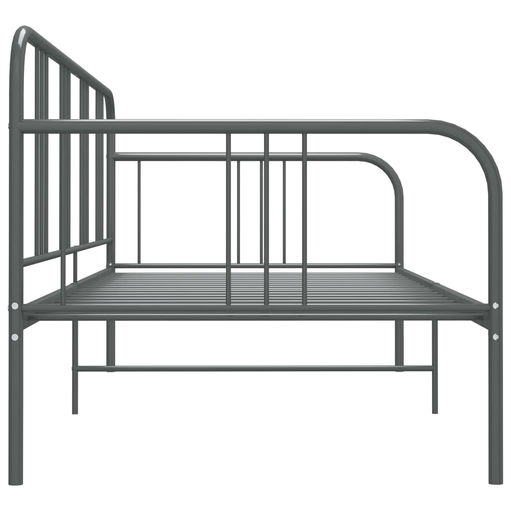 vidaXL Rám dennej postele, sivý, kov 90x200 cm