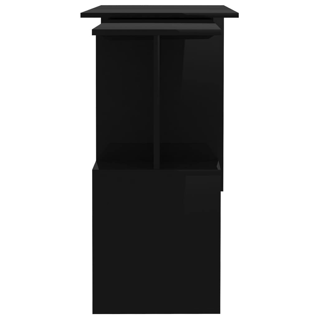 vidaXL Rohový stôl, lesklý čierny 200x50x76 cm, kompozitné drevo