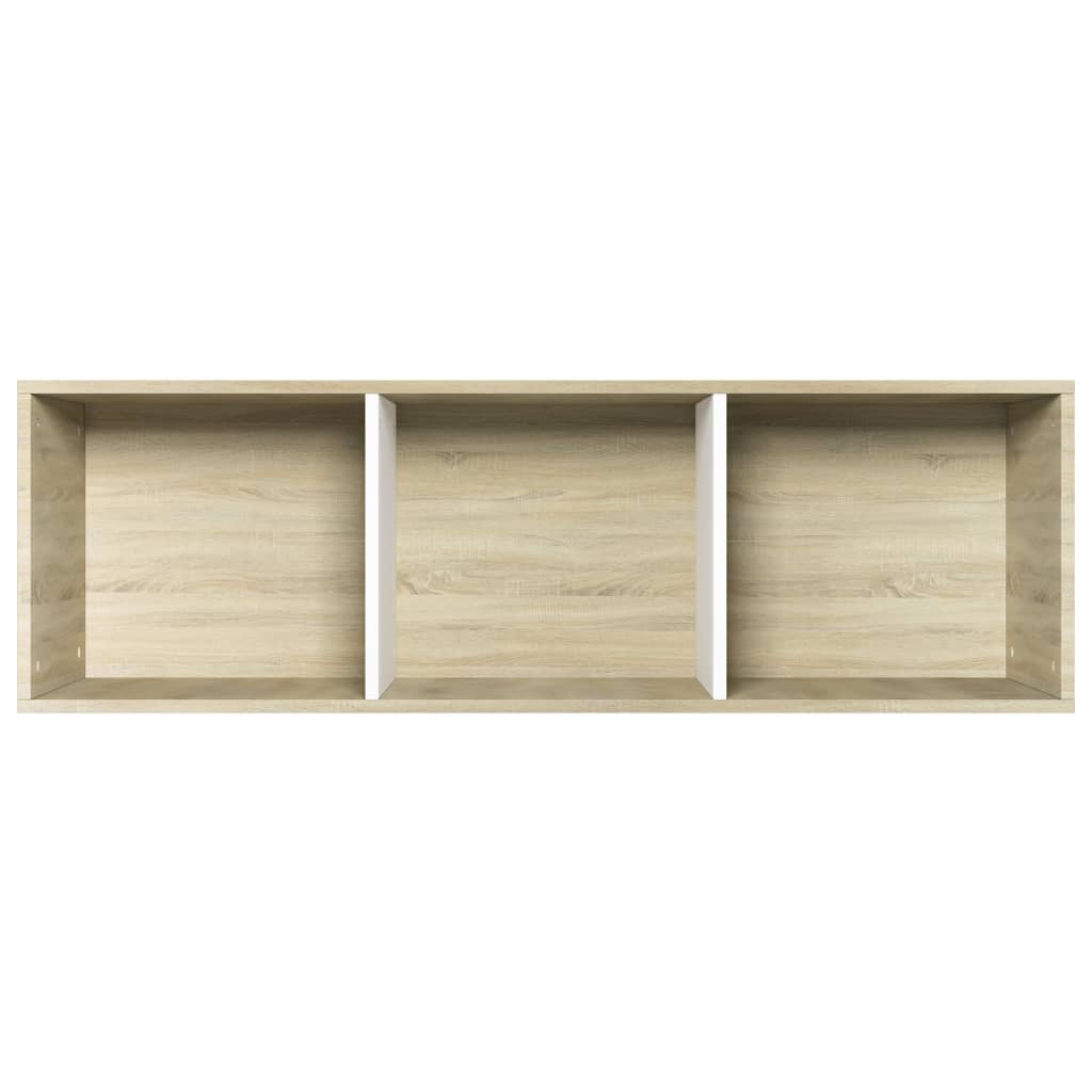vidaXL Knižnica/TV skrinka, biela+sonoma 36x30x114cm, kompozitné drevo