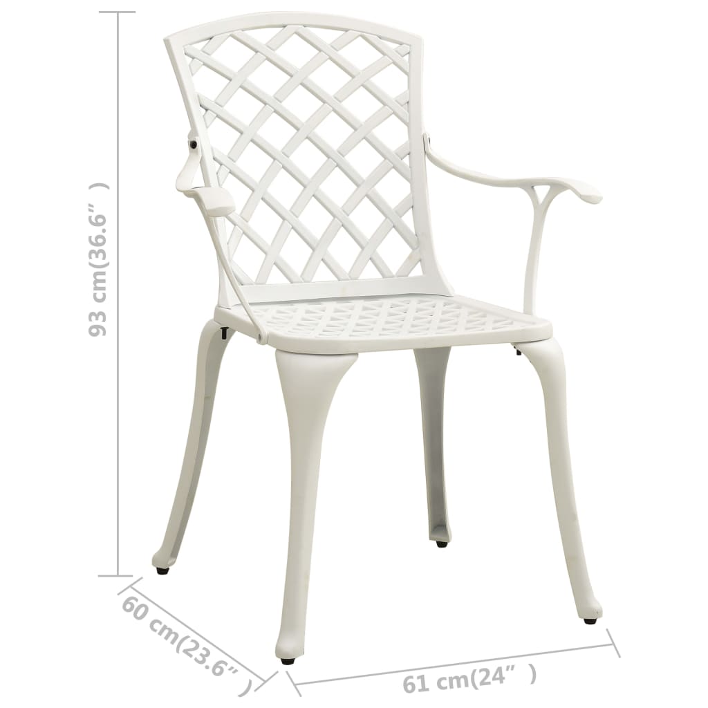vidaXL Záhradné stoličky 4 ks odlievaný hliník biele