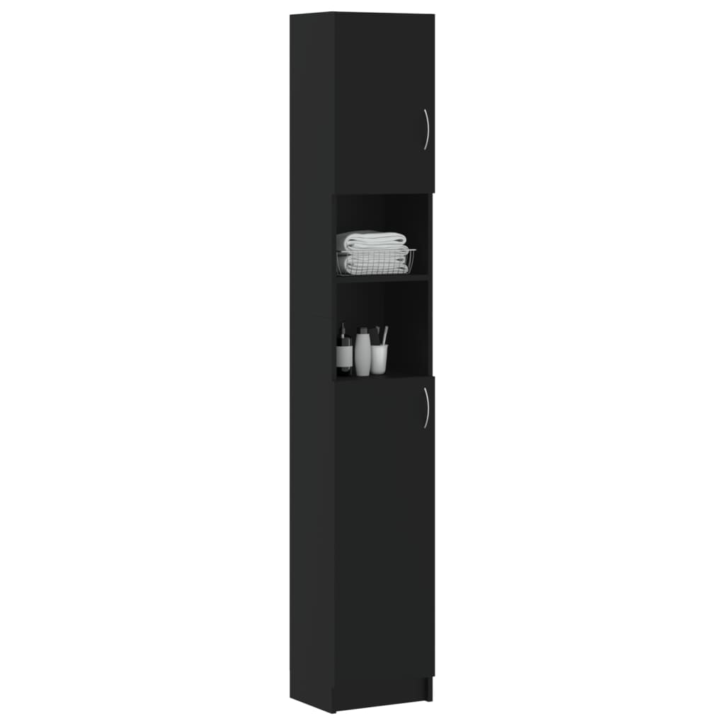 vidaXL Kúpeľňová skrinka, čierna 32x25,5x190 cm, kompozitné drevo