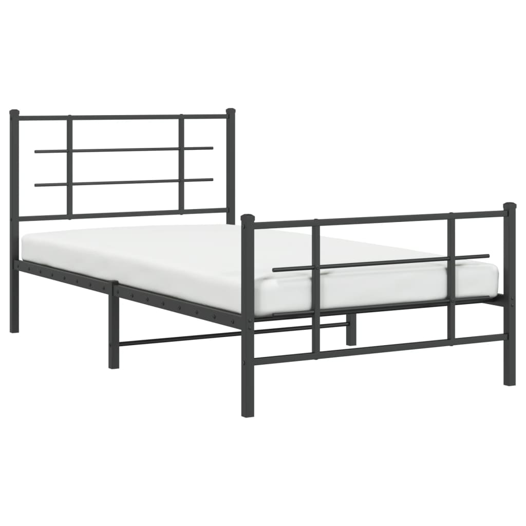 vidaXL Kovový rám postele s čelom a podnožkou čierny 100x200 cm