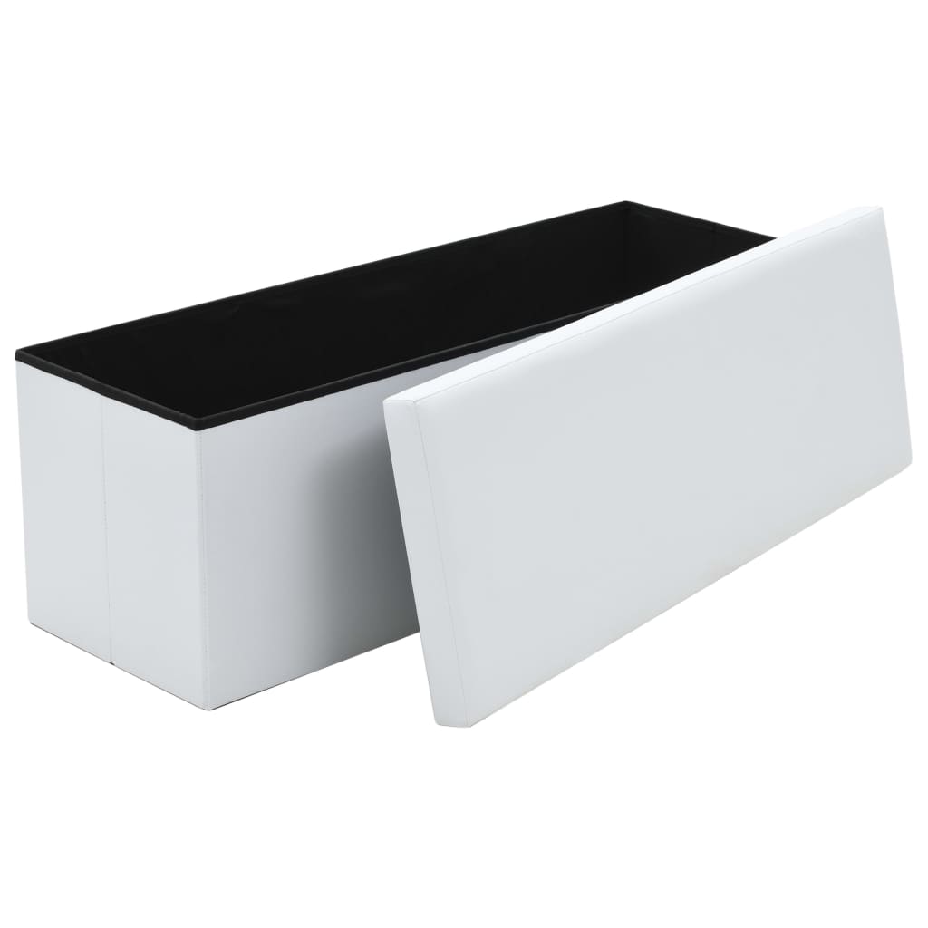 vidaXL Skladacia úložná lavica z umelej kože 110x38x38 cm biela