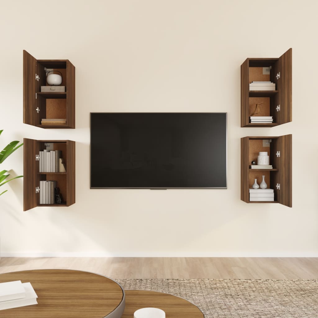 vidaXL TV skrinky 4 ks hnedý dub 30,5x30x60 cm spracované drevo