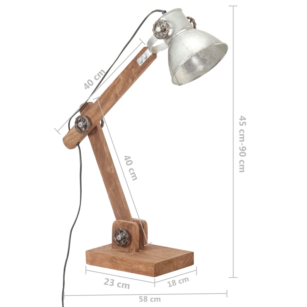 vidaXL Industriálna stropová lampa strieborná okrúhla 58x18x90 cm E27