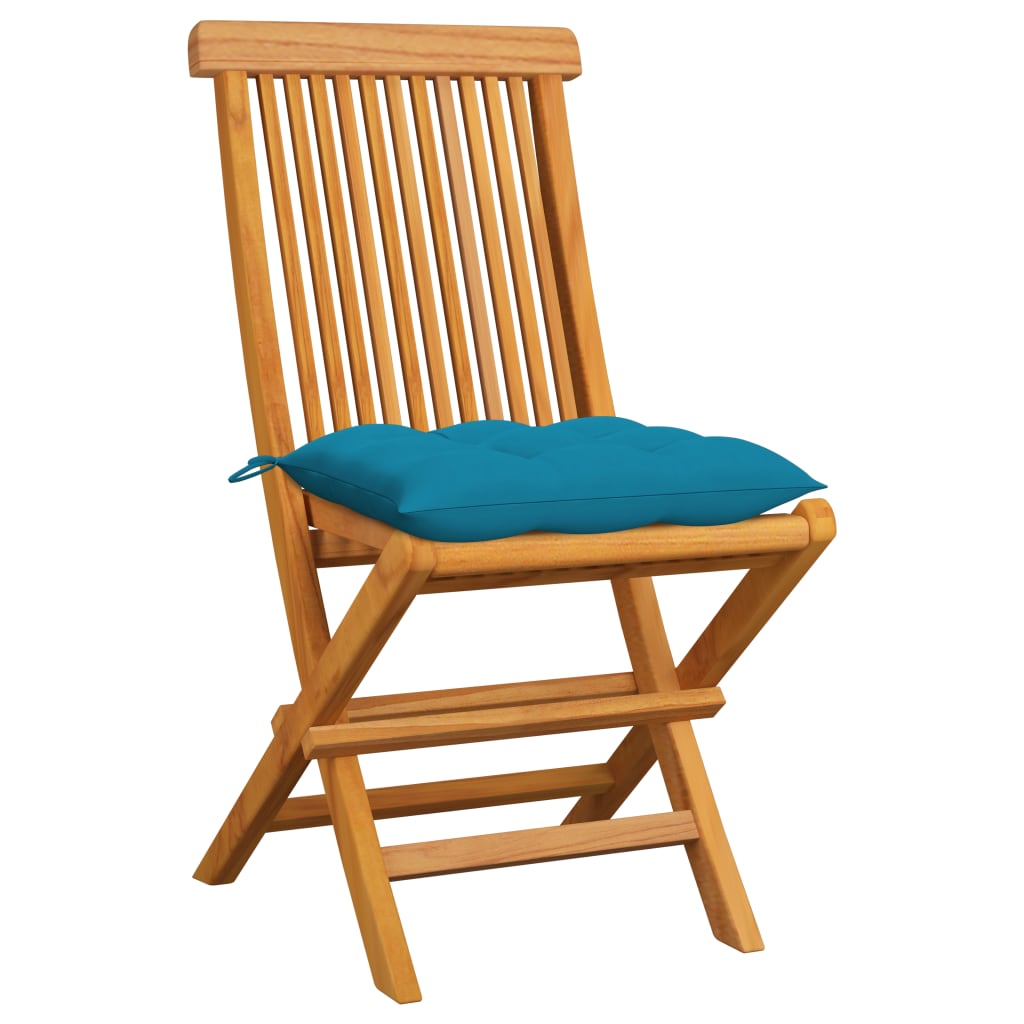 vidaXL Záhradné stoličky s bledomodrými podložkami 6 ks tíkový masív