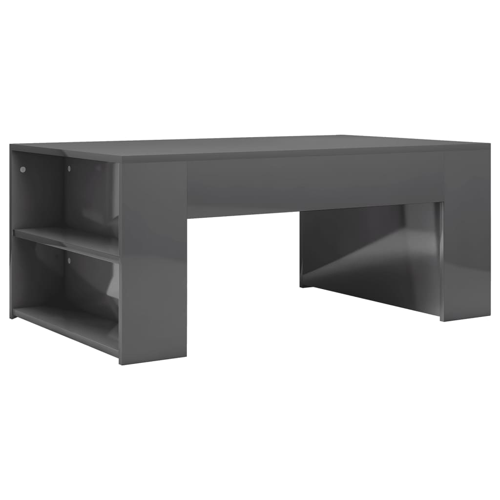 vidaXL Konferenčný stolík, lesklý sivý 100x60x42 cm, drevotrieska