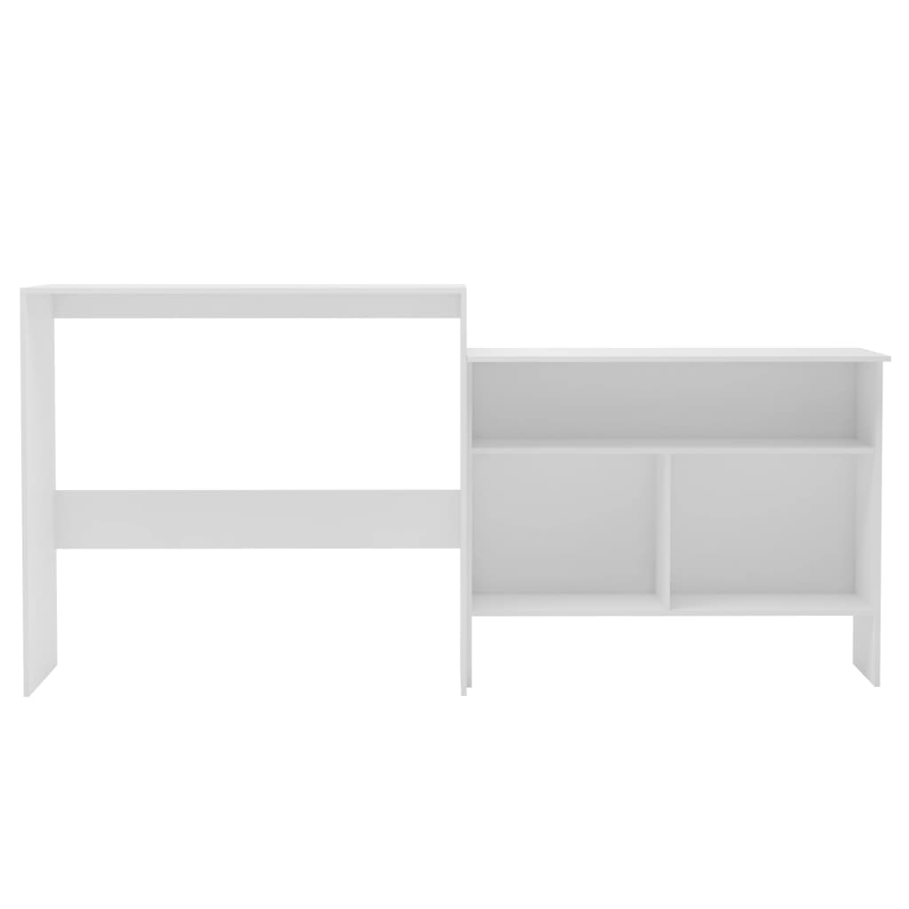 vidaXL Barový stôl s 2 vrchnými doskami biely 130x40x120 cm