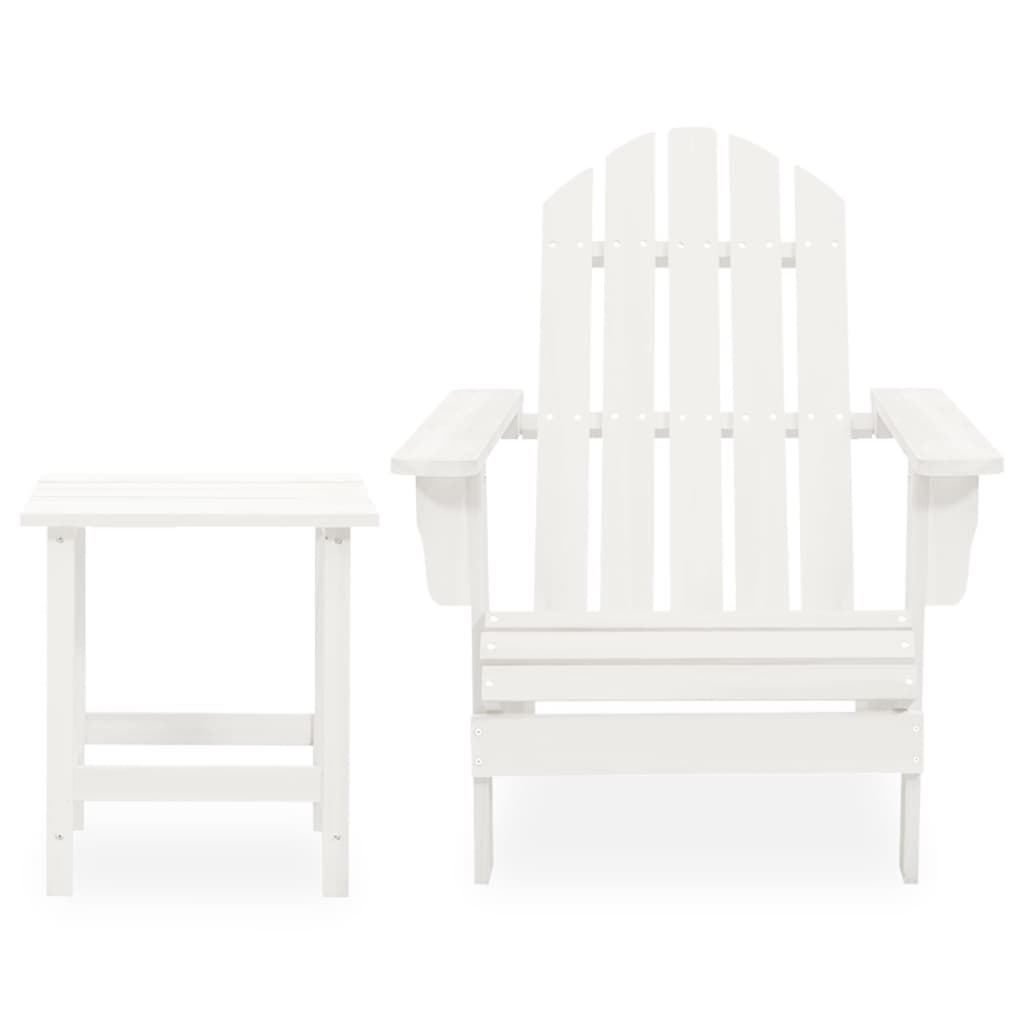 vidaXL Záhradná stolička Adirondack so stolíkom jedľový masív biela