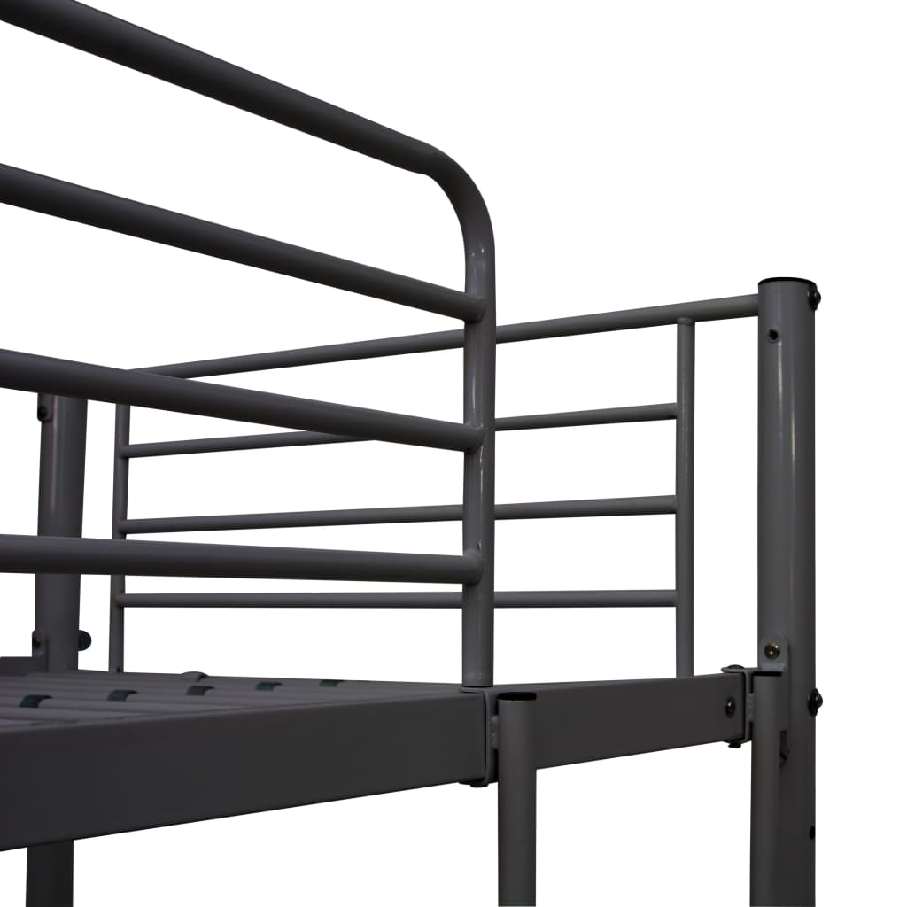 vidaXL Poschodová posteľ s rámom stola sivá 90x200 cm kovová