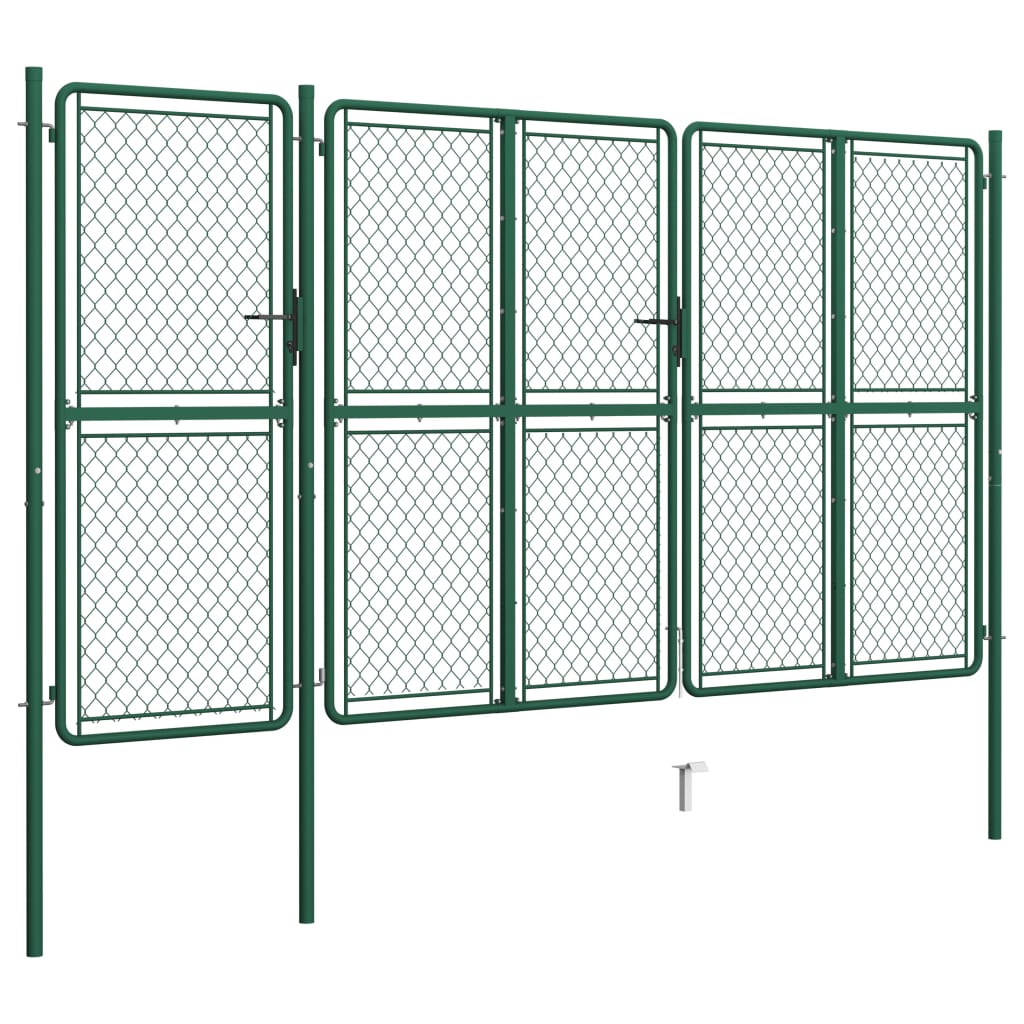 vidaXL Záhradná brána, oceľ 150x395 cm, zelená