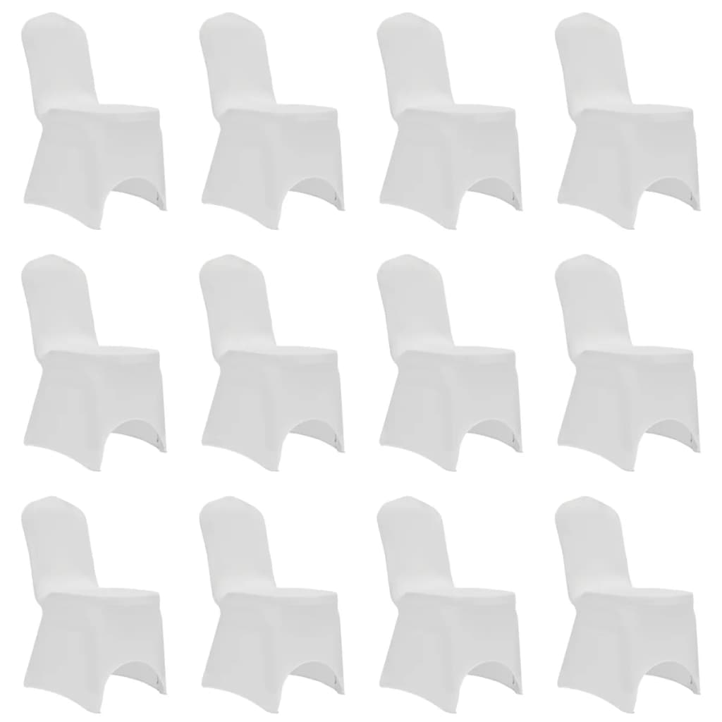 vidaXL Návleky na stoličku biele 12 ks naťahovacie