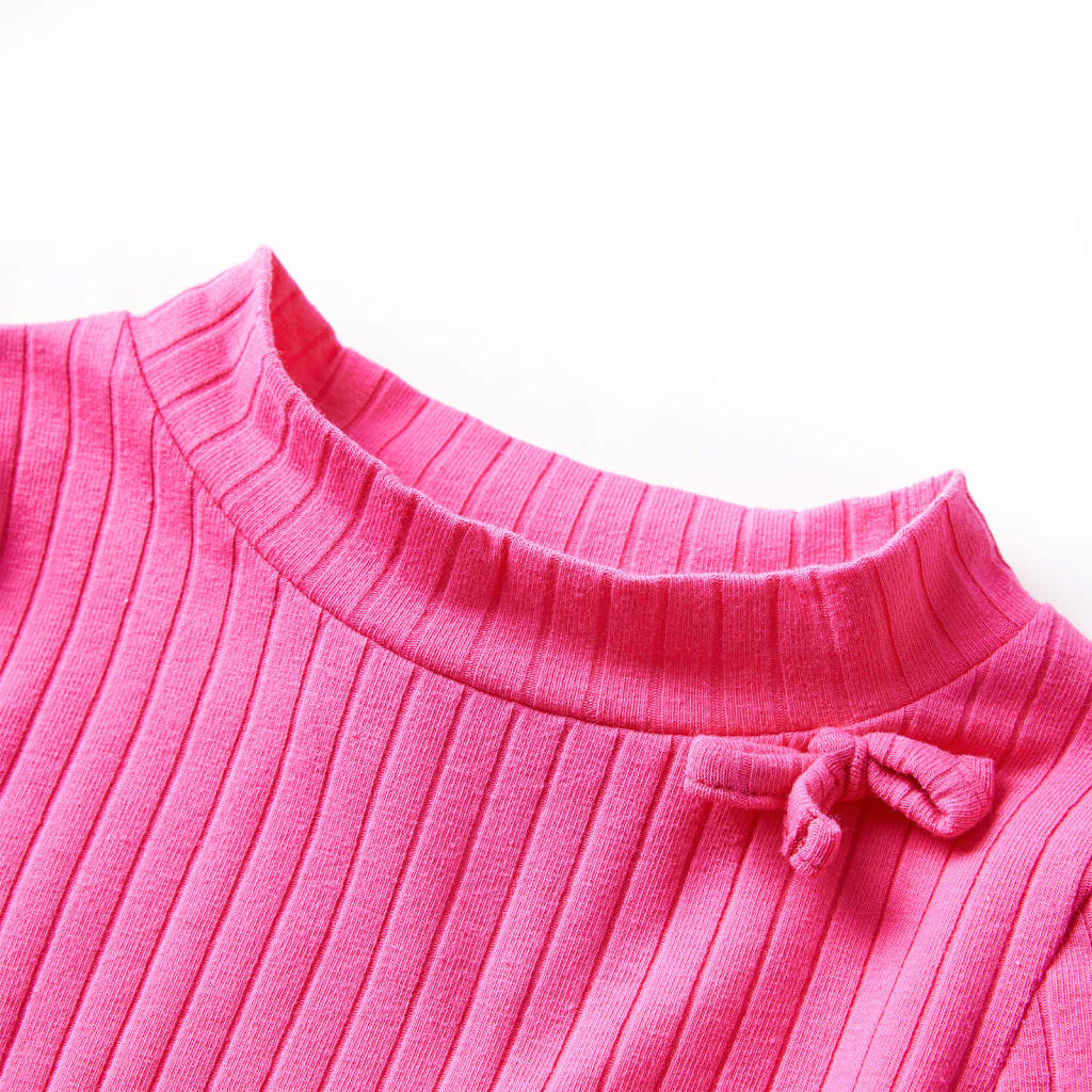Detské tričko dlhý rukáv rebrovaný úplet žiarivo ružové 92