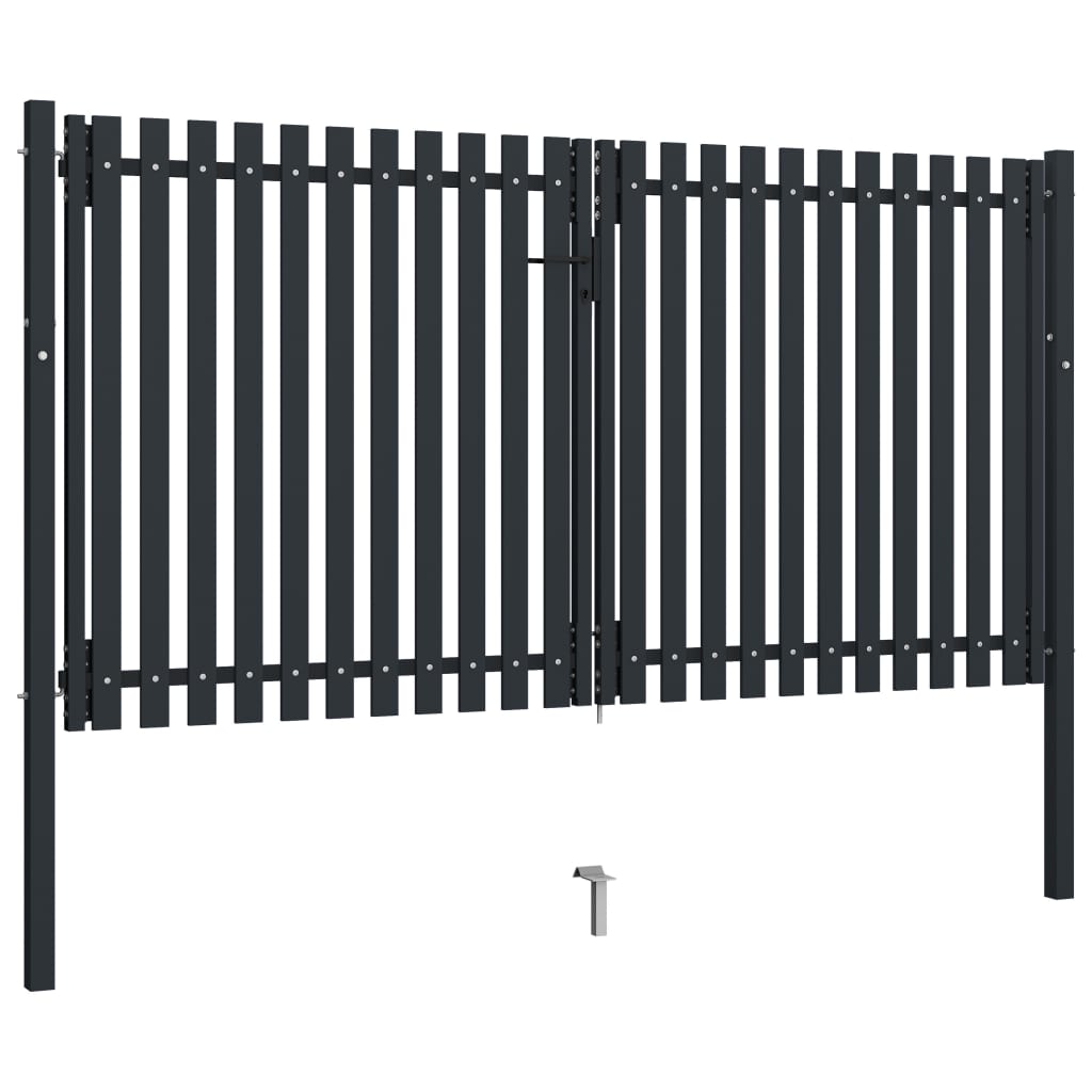vidaXL Dvojkrídlová plotová brána, oceľ 306x200 cm, antracitová