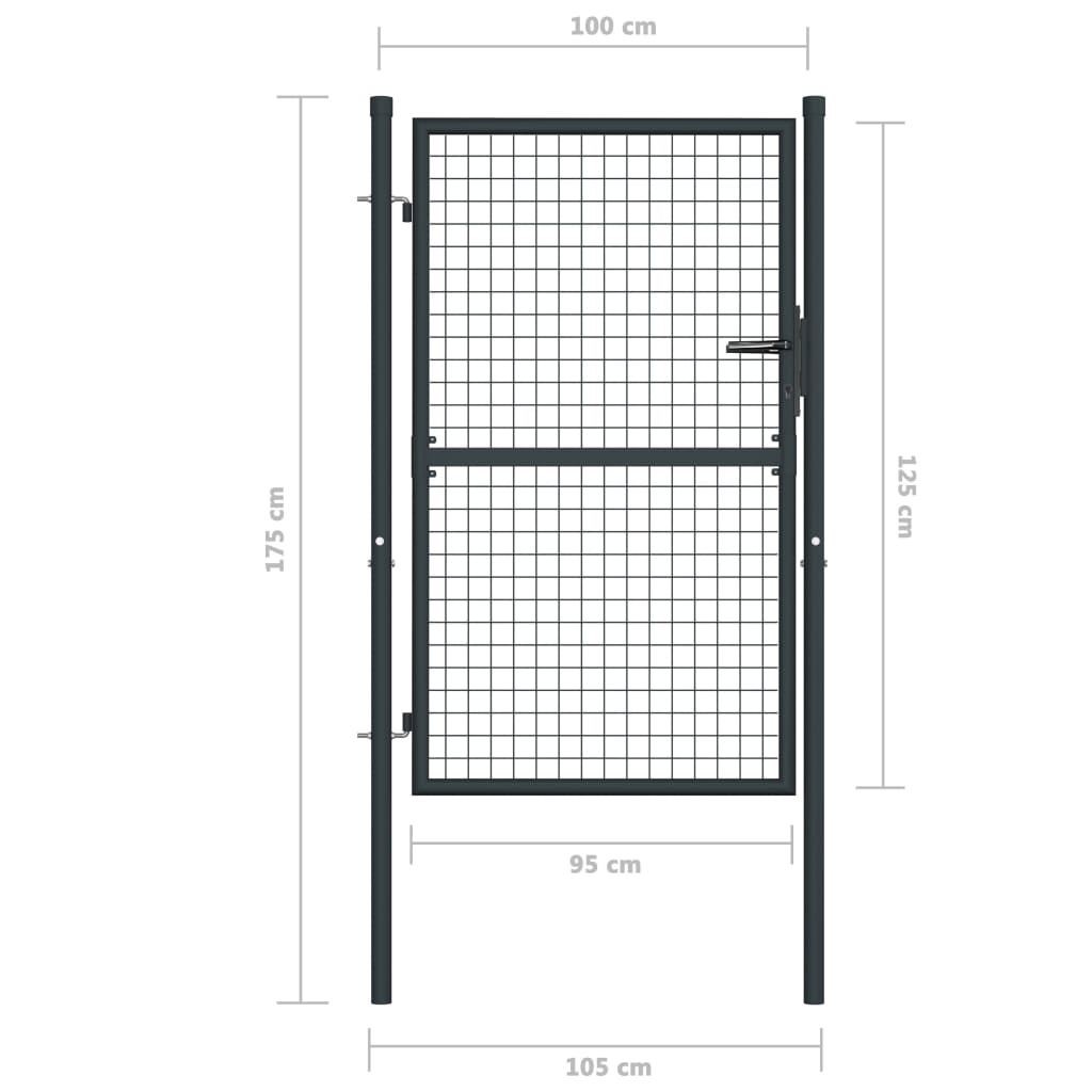 vidaXL Záhradná brána, pletivo, pozinkovaná oceľ 100x175 cm, sivá