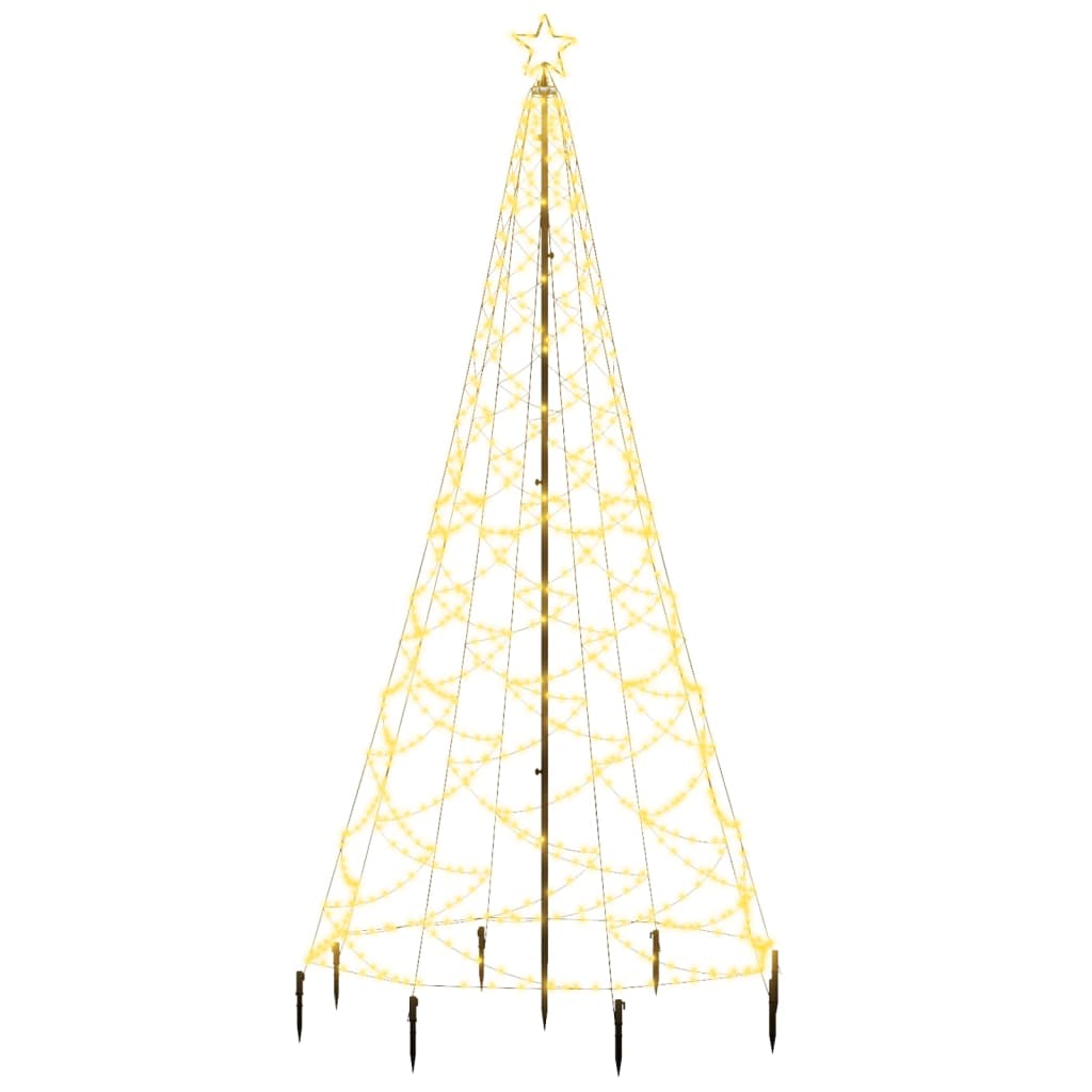 vidaXL Vianočný stromček s kovovým stĺpikom 500 LED, teplý biely 3 m