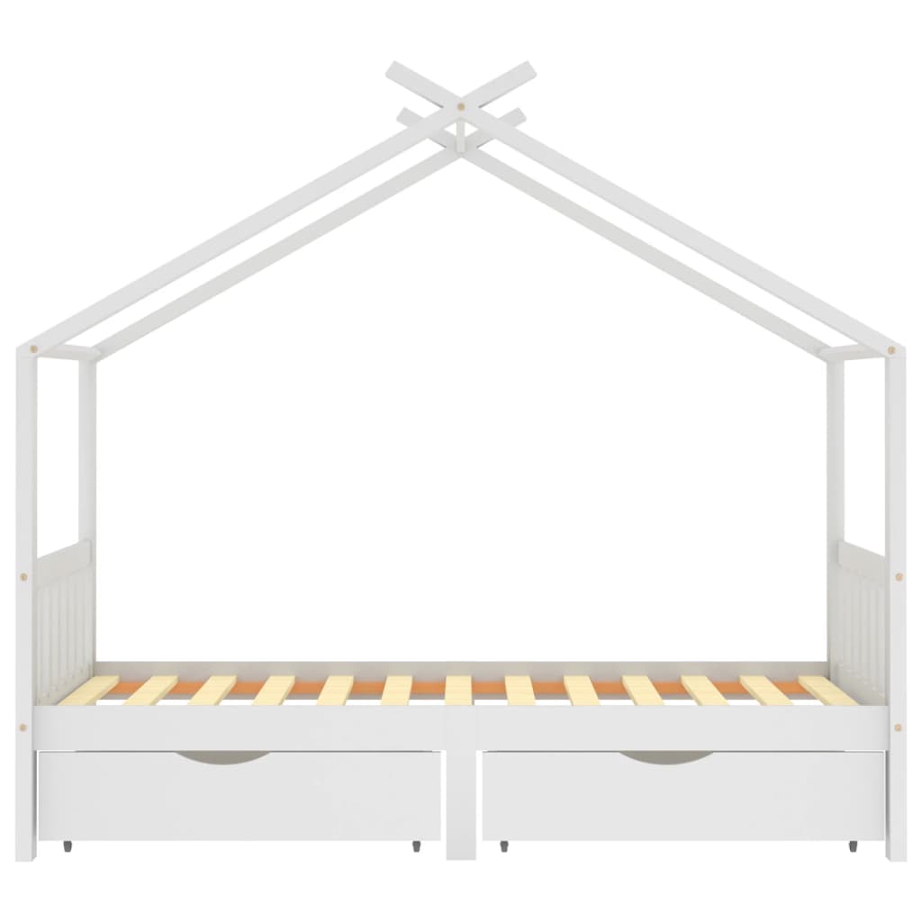vidaXL Detský rám postele so zásuvkami biely borovicový masív 90x200cm