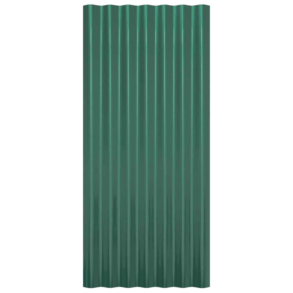 vidaXL Strešné panely 12 ks práškovaná oceľ zelená 80x36 cm