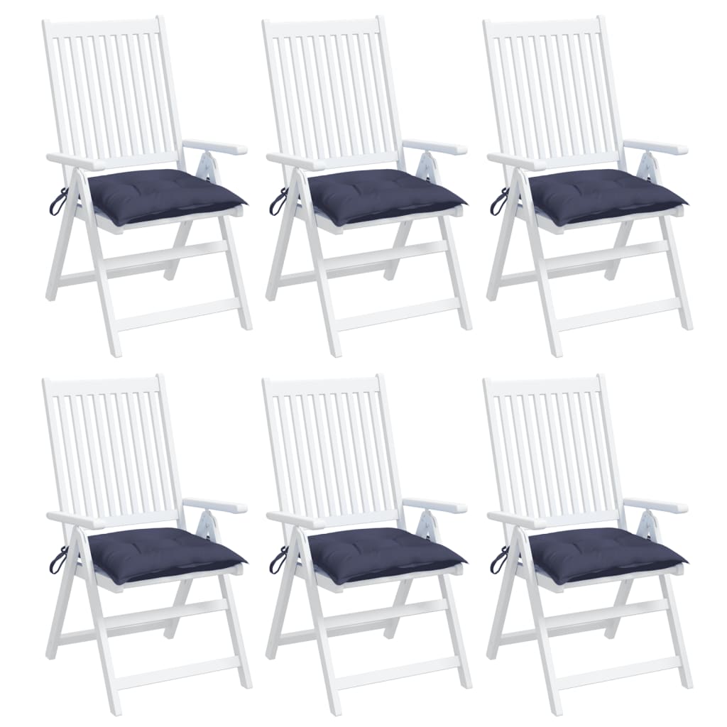 vidaXL Podložky na stoličku 6 ks námornícke-modré 40x40x7 cm