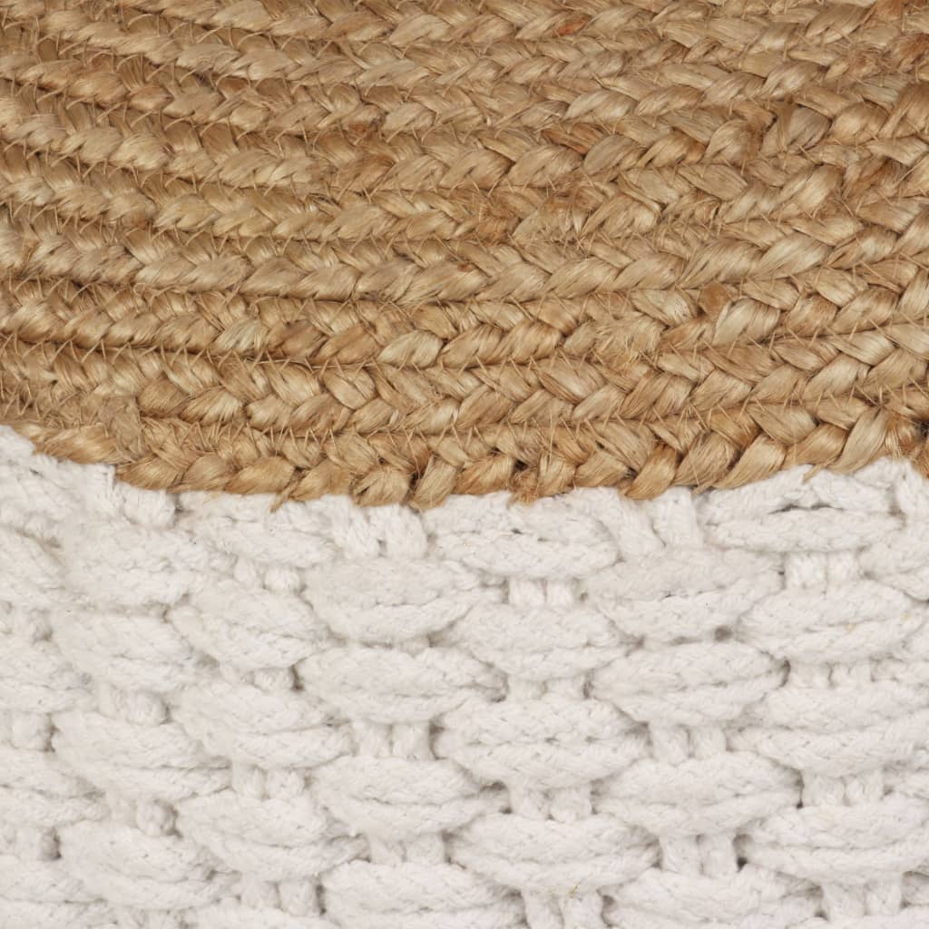 vidaXL Tkaná/pletená taburetka, juta a bavlna, 50x35 cm, biela