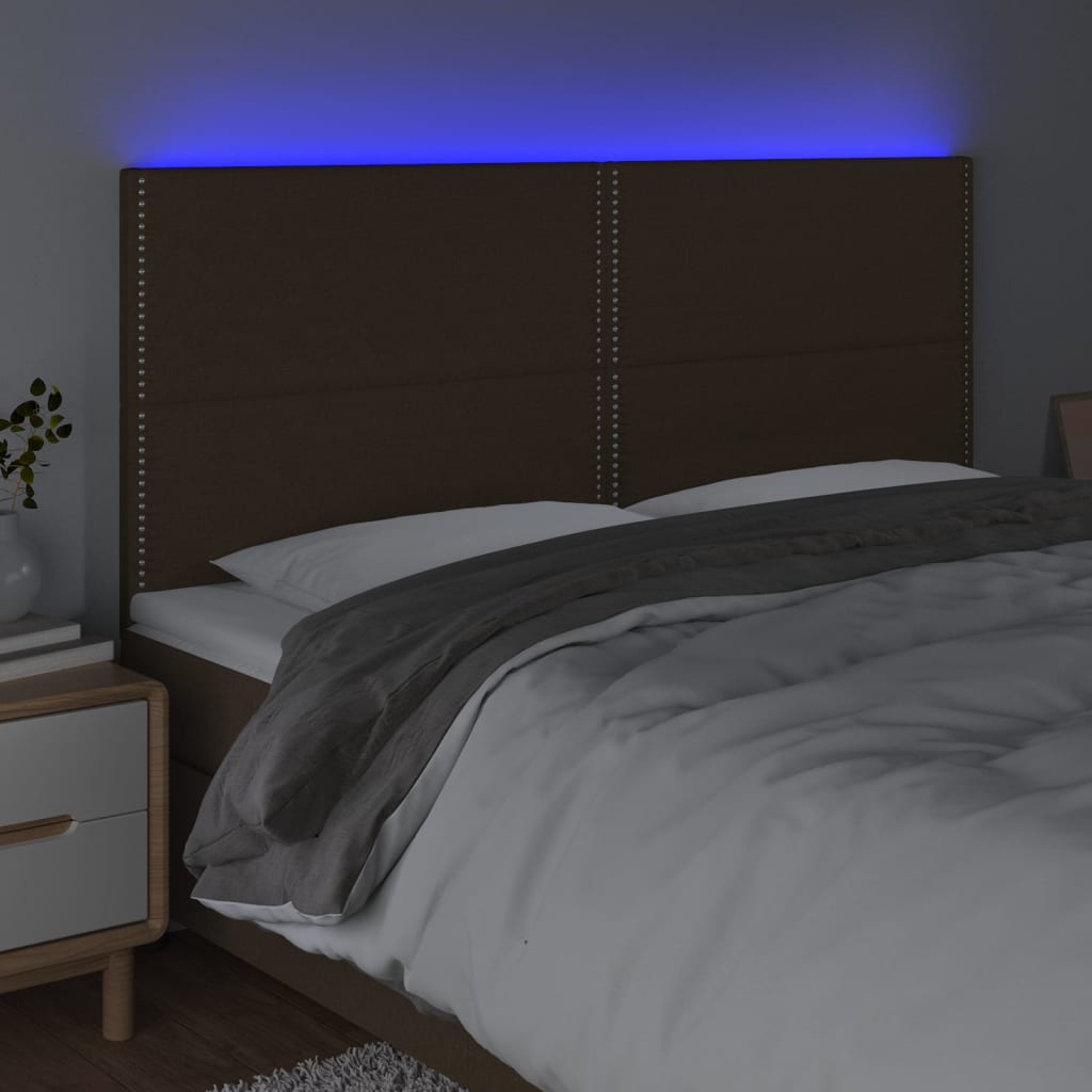 vidaXL Čelo postele s LED tmavohendé 160x5x118/128 cm látka