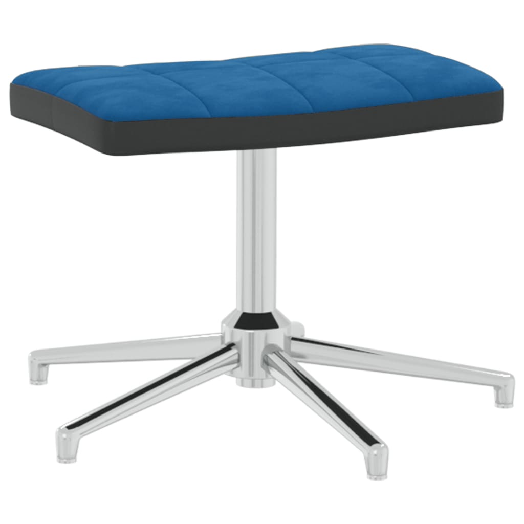 vidaXL Relaxačné kreslo s podnožkou modré zamat a PVC