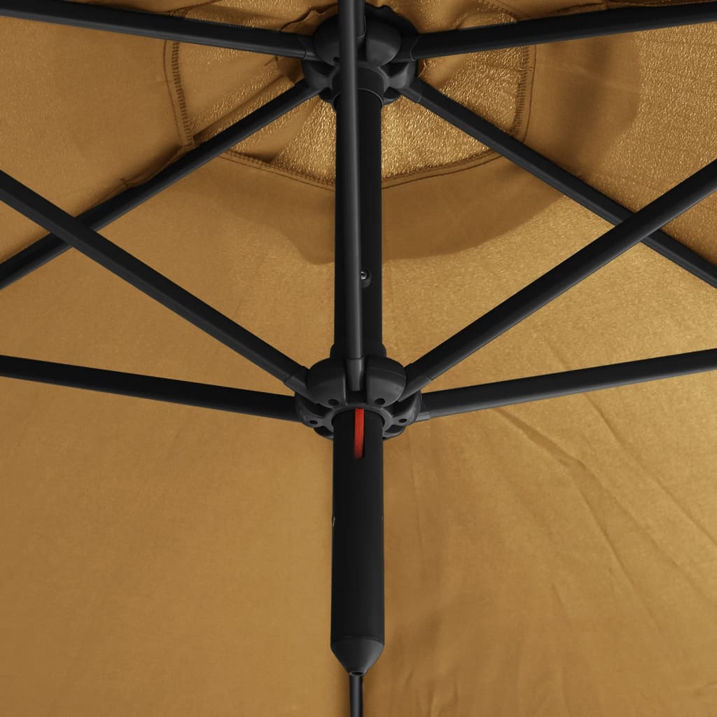 vidaXL Dvojitý slnečník s oceľovou tyčou sivohnedý 600 cm