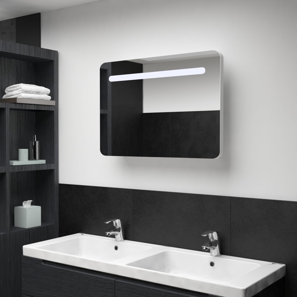 vidaXL Kúpeľňová skrinka s LED a zrkadlom 80x9,5x55 cm