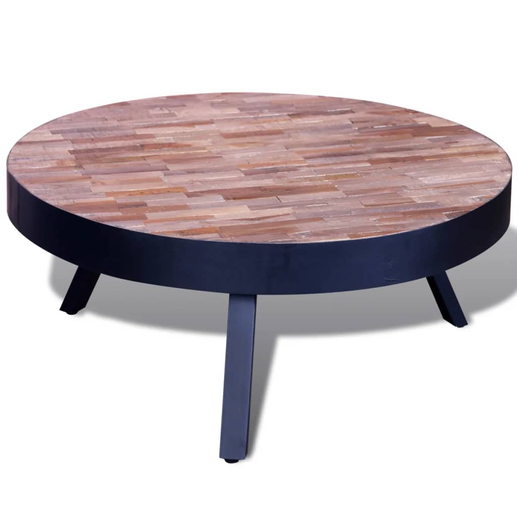 vidaXL Konferenčný stolík, okrúhly, recyklované tíkové drevo