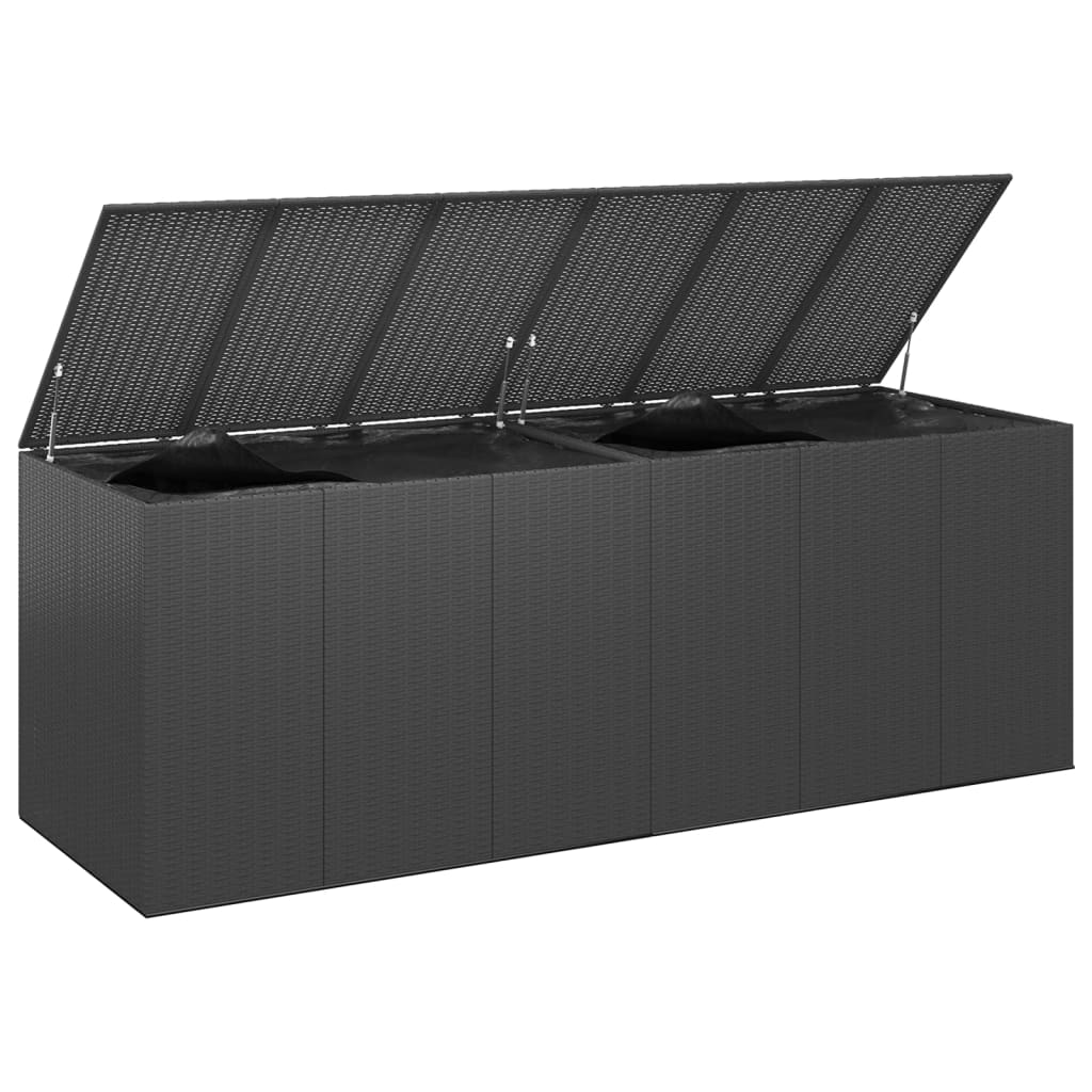 vidaXL Záhradný box na vankúše z polyratanu 291x100,5x104 cm čierny