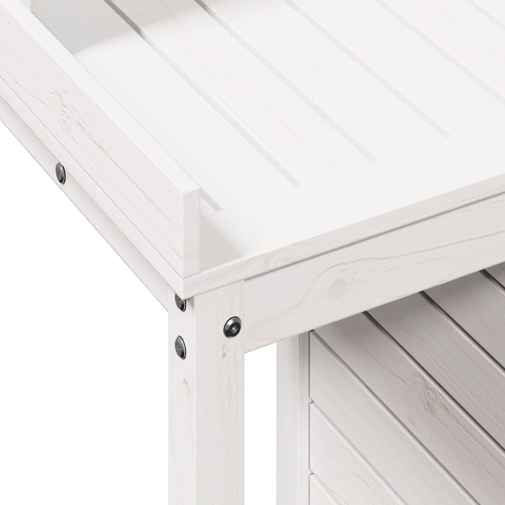 vidaXL Stôl na presádzanie s policami biely 82,5x50x109,5 cm borovica