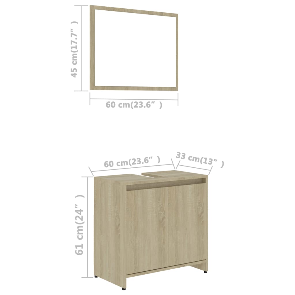 vidaXL Súprava kúpeľňového nábytku, dub sonoma, kompozitné drevo