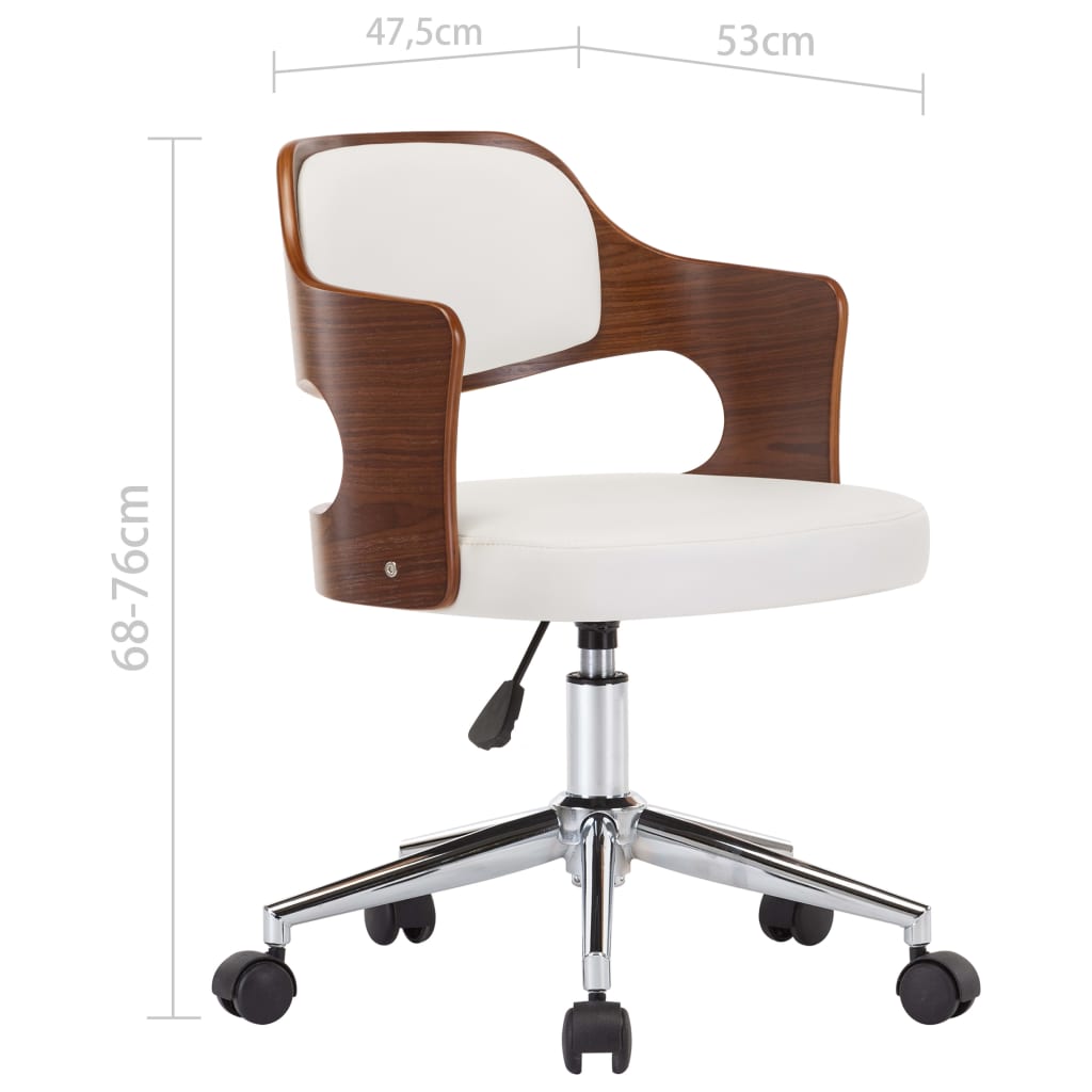 vidaXL Otočné jedálenské stoličky 2ks, biele, ohýbané drevo+umelá koža
