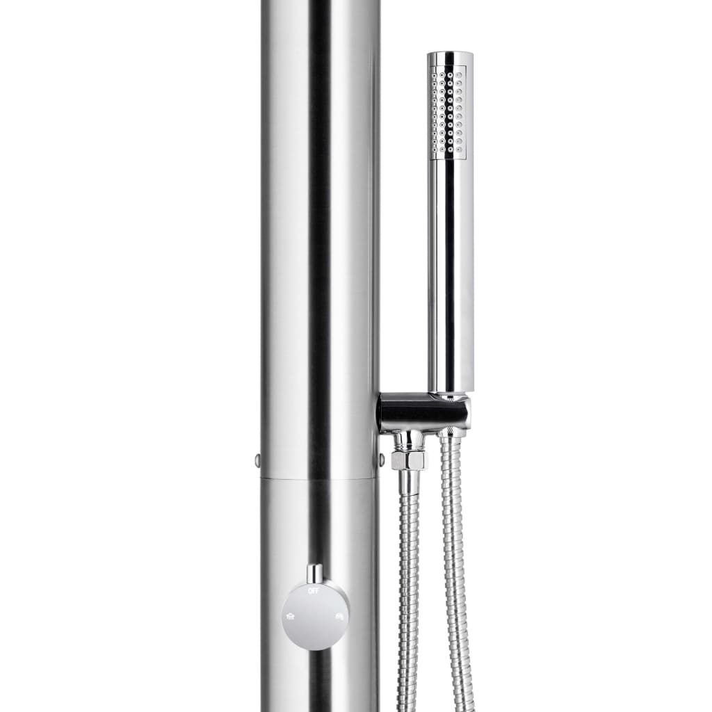 vidaXL Záhradná sprcha so sivým podstavcom 230 cm nehrdzavejúca oceľ
