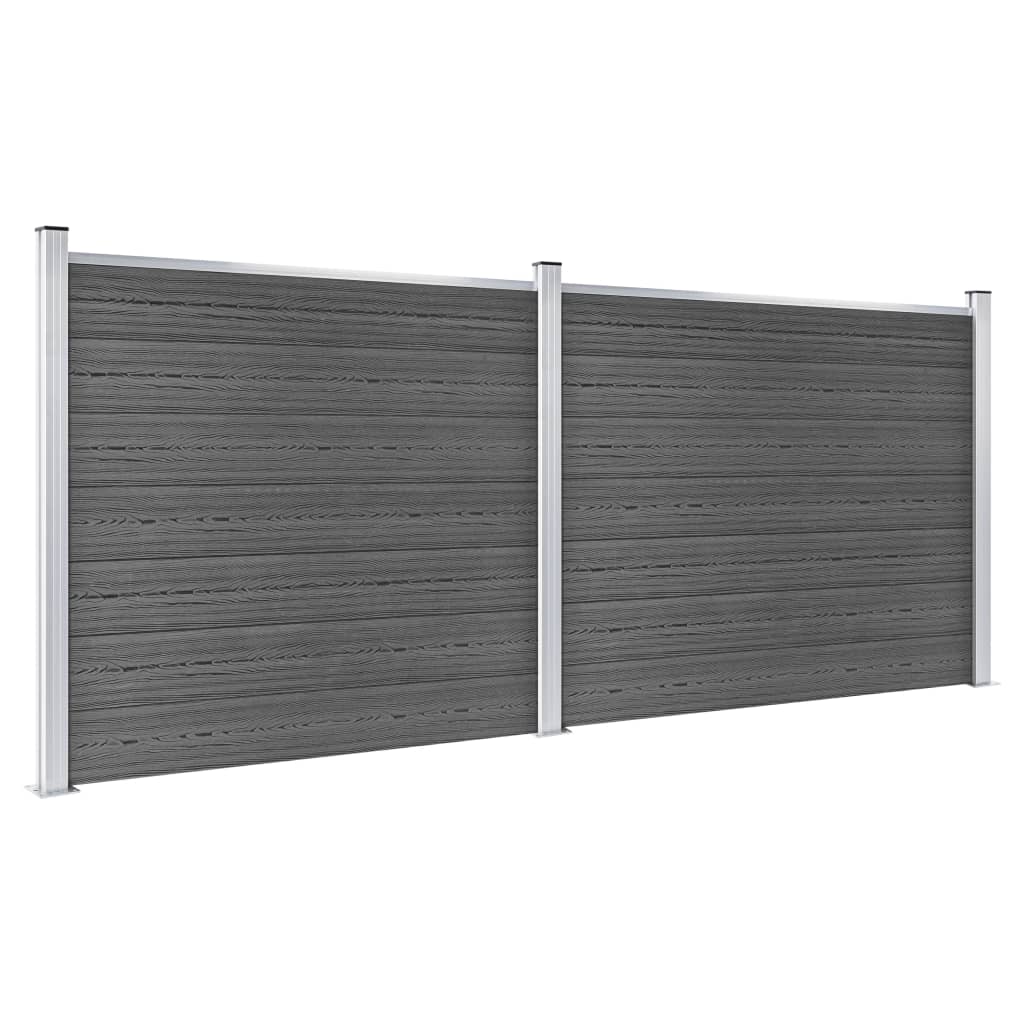 vidaXL Sada plotových panelov WPC 353x146 cm čierna