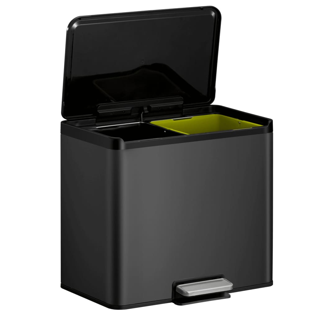 EKO Pedálový odpadkový kôš Essential 2x15 l čierny