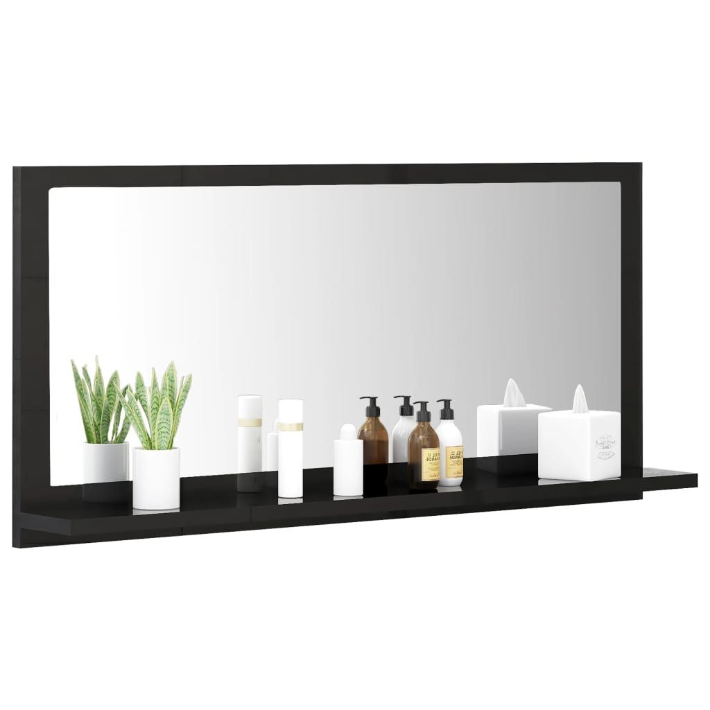 vidaXL Kúpeľňové zrkadlo, lesklé čierne 80x10,5x37cm, kompozitné drevo