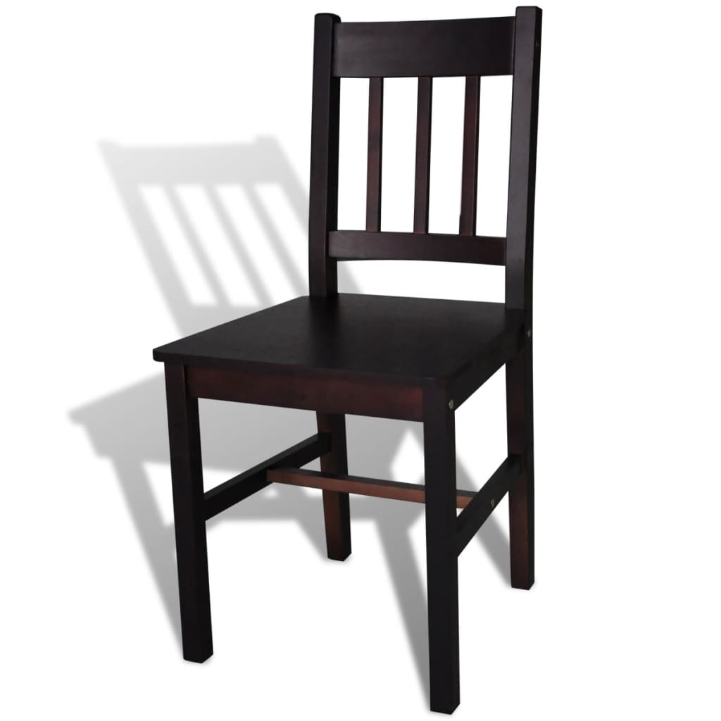 vidaXL Jedálenské stoličky 4 ks, tmavohnedé, borovicové drevo