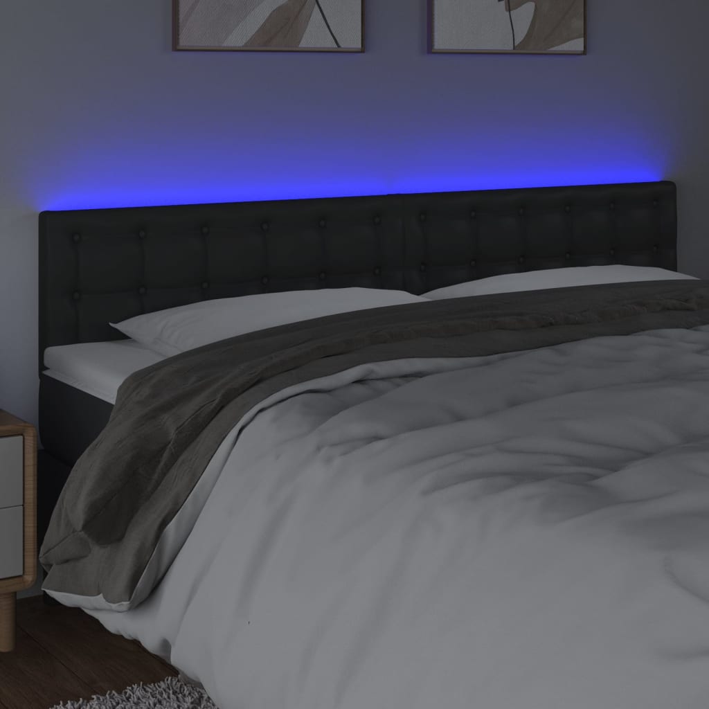vidaXL Čelo postele s LED čierne 200x5x78/88 cm umelá koža