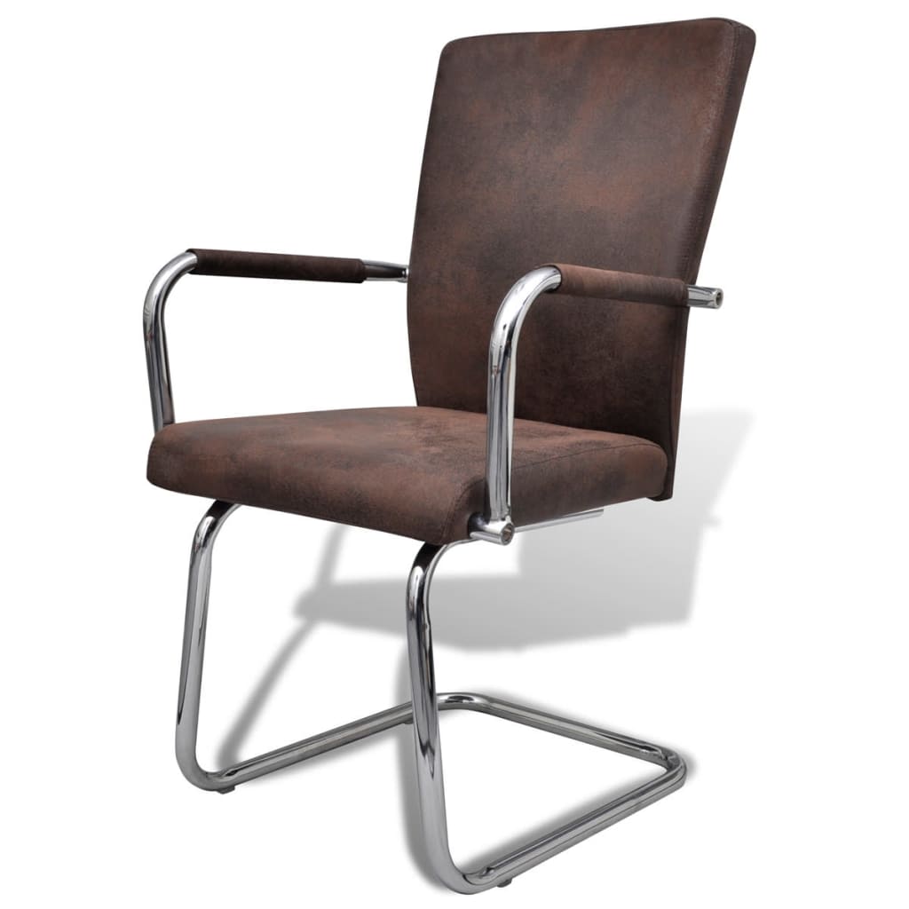 vidaXL Jedálenské stoličky, perová kostra 2 ks, hnedé, syntetická koža