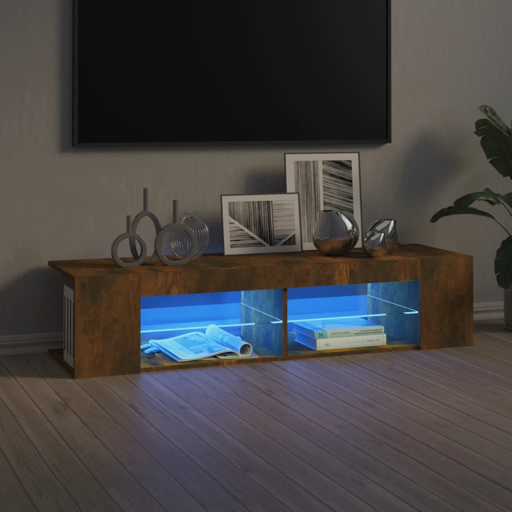 vidaXL TV skrinka s LED, tmavý dub 135x39x30 cm