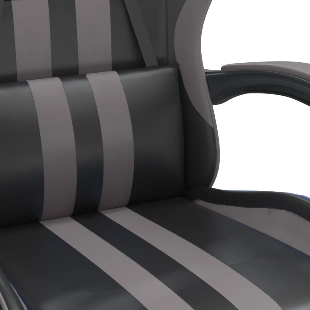 vidaXL Herná stolička s opierkou na nohy čierna a sivá umelá koža