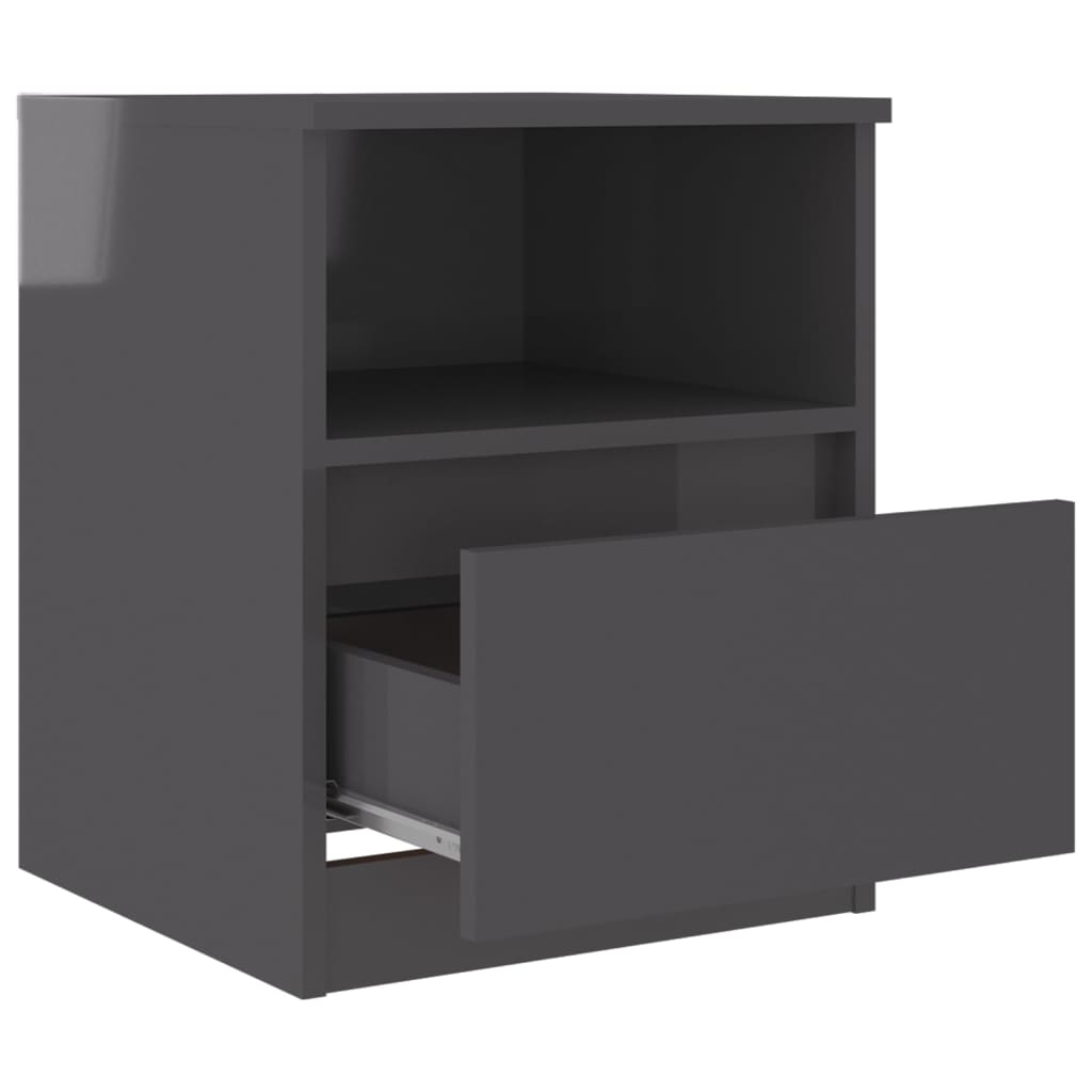 vidaXL Nočné stolíky 2 ks, lesklé sivé 40x40x50 cm, kompozitné drevo