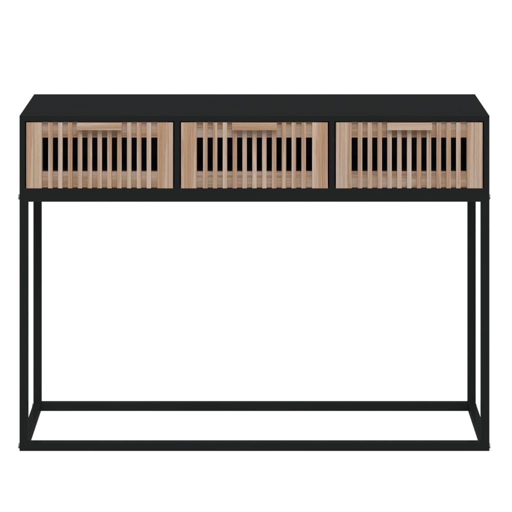 vidaXL Konzolový stolík čierny 105x30x75 cm kompozitné drevo a železo