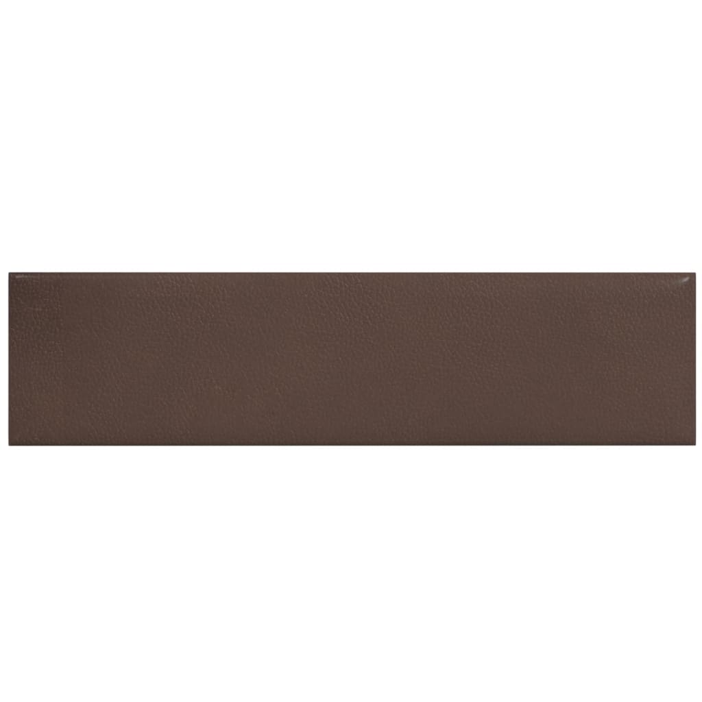 vidaXL Nástenné panely 12 ks hnedé 60x15 cm umelá koža 1,08 m²