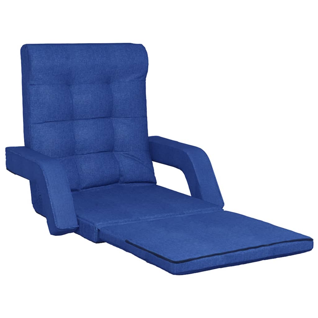 vidaXL Skladacia podlahová stolička s funkciou lôžka modrá látka